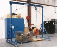 Gantry Crane set up in a warehouse for easy lifting of materials.