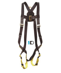 Black and yellow Elk River universal harness with adjustable straps.