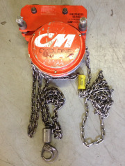 Orange 1 Ton CM Cyclone Army Type Trolley Hoist.