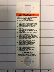 Warning Tag for Coffing JLC and EC Series Hoists