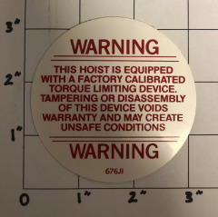 676J1 - Warning Decal for Coffing JLC Brake & Solenoid Parts